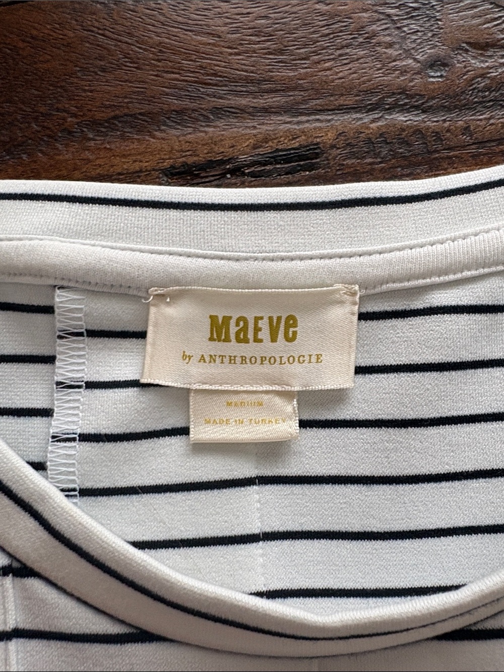 Maeve White  Striped Puff-Sleeve Peplum Tee - Picture 2 of 3